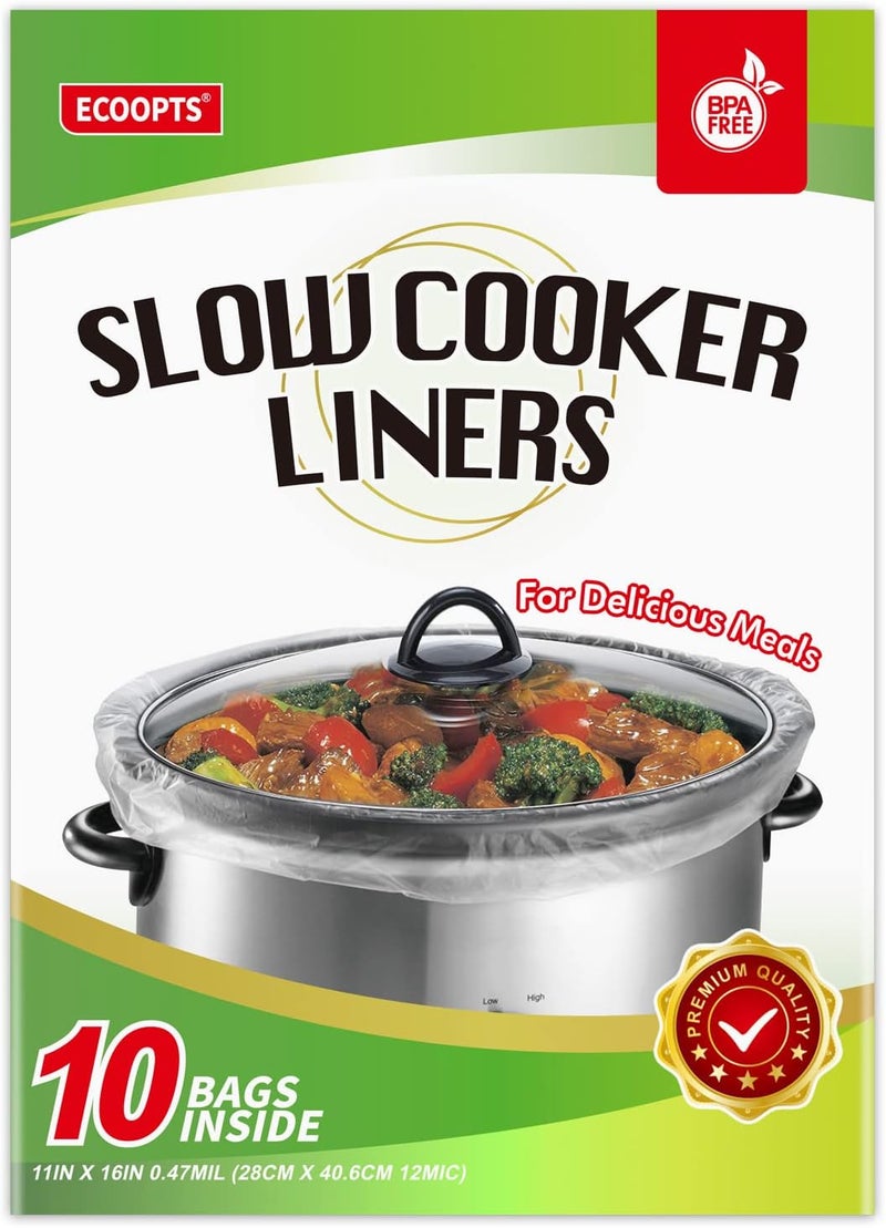 ECOOPTS Slow Cooker Liners Disposable Cooking Bags Small Size Pot Liners Fit 1QT to 3QT Suitable for Oval & Round Pot (10) - Image 1
